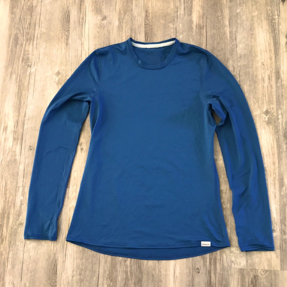 Womens Blue Patagonia Long Sleeve Tee Shirt Size Small